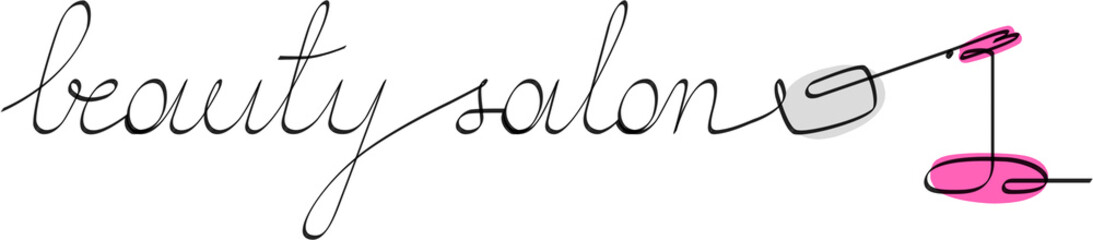 one line beauty salon nail polish pink pastel beautiful drawing art illustration design logo banner