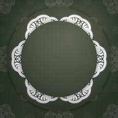 Flyer in dark green color with vintage white ornament for your congratulations.