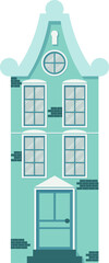 Blue Amsterdam house vector illustration