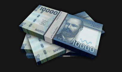 Chile Pesos money banknotes pack 3d illustration