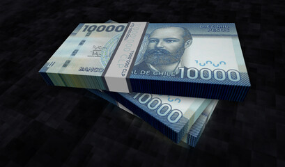 Chile Pesos money banknotes pack 3d illustration
