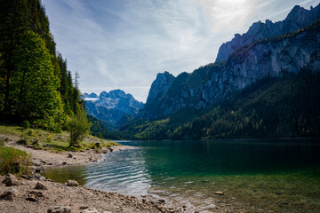 Fototapeta premium Berglandschaft, Berge, Gosau, Gosauseen, Dachstein, Dachstein West, Österreich, Oberösterreich, Alpen