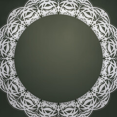 Greeting card in dark green color with an abstract white pattern for your congratulations.