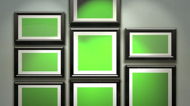 Art gallery with picture mock-up screen frame, art and decor style background