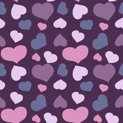 Seamless pattern with hearts of different sizes. Drawing for clothing, fabric, and other items