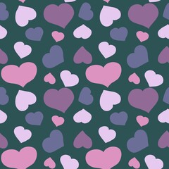 Seamless pattern with hearts of different sizes. Drawing for clothing, fabric, and other items