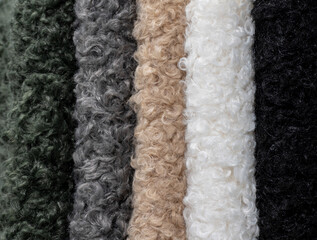 palette of eco fur. plain faux fur. rejection of natural fur