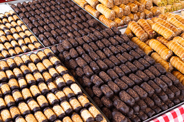 Traditional Maltese cannoli sweets on the Marsaxlokk Open Market