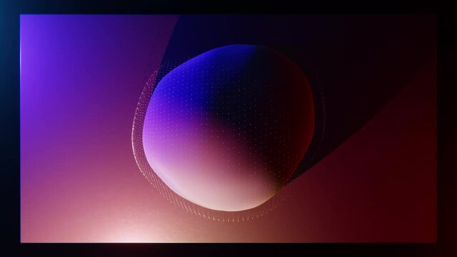 A piece of contemporary digital art in form of abstract morphing wobbly sphere on a virtual canvas. Illustration of trendy NFT art collection