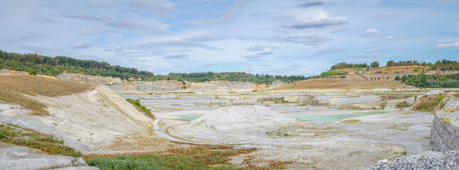 Panoramic view on a chalk and limestone quarry