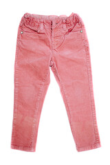 pink color girls jeans on white background