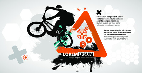 Naklejka na ściany i meble BMX rider on the abstract background, sport vector