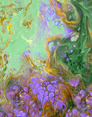 Liquid aryl. Contemporary art. Abstraction of a fairy forest, a fairy country. For banners, presentations, business cards, children's books