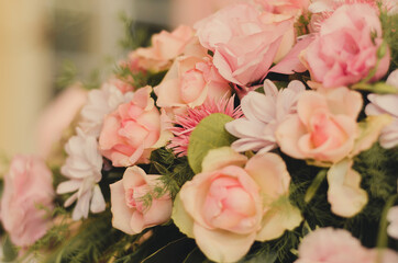 Bouquet of fresh pink roses