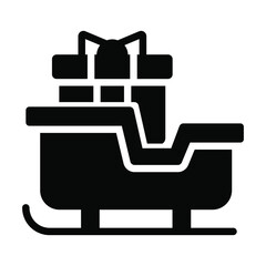 sledge icon, modern style Christmas and New Year line icon, Isolated winter holiday symbols