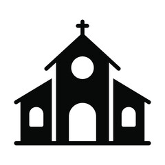 church icon, modern style Christmas and New Year line icon, Isolated winter holiday symbols