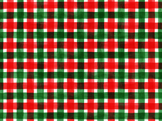 アナログ水彩チェック柄クリスマスカラー