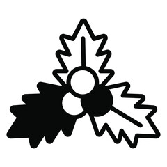 berries icon, modern style Christmas and New Year line icon, Isolated winter holiday symbols