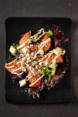 japanese salad with salmon and vegetables