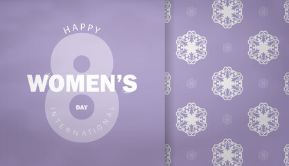 March 8th Festive Brochure in Purple with Luxurious White Pattern