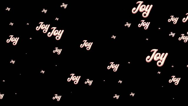 Animation of joy text in repetition at christmas on black background