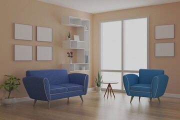 living room design. empty room design interior 3d render