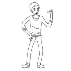 Hugo Man Leave it to me Thumb Gesture Emotions Whiteboard Animation SVG Image