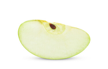 Sliced fresh green apple isolated on white background.