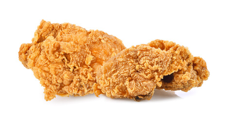 Fried chicken isolated on white background.