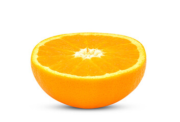 Half of fresh orange fruit isolated on white background.
