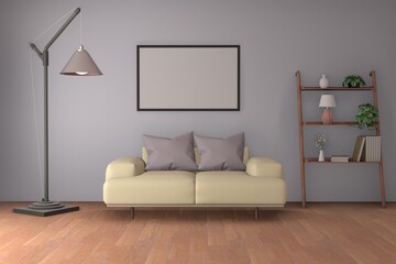 living room. picture frame interior 3d rendering

