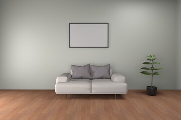 living room. picture frame interior 3d rendering
