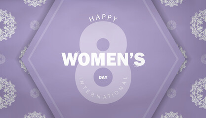 Purple international women's day flyer with luxury white pattern