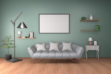 living room. picture frame interior 3d rendering
