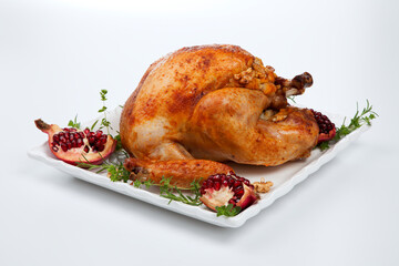 Pomegranate Glazed Roasted Turkey on White