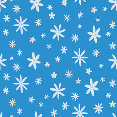 Simple white  jasmine flowers seamless pattern . Great for baby shower, kids cloths, gift wrapping paper, textile and home d&eacute;cor.
