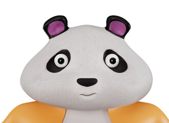Portrait of a cartoon panda isolated on a white background. Cute panda animal face, 3d render. © Om.Nom.Nom