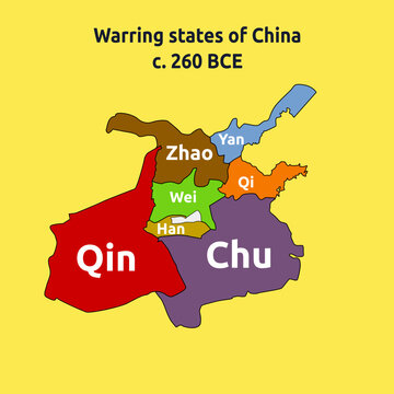 Vector illustration of warring state of China. Map of ancient china illustration