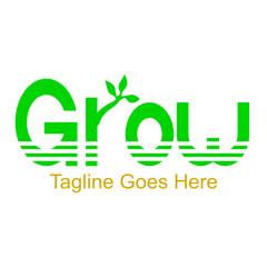 Vector logo that says grow with letter r like a tree, perfect for growing company logos