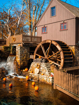 Plimoth Grist Mill in Plymouth Town Brook Park in Massachusetts.