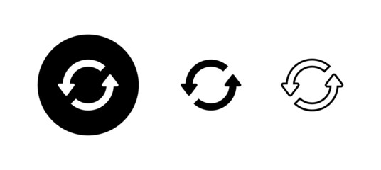 Refresh icons set. Reload sign and symbol. Update icon.