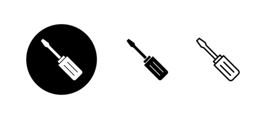 Screwdriver icons set.tools sign and symbol