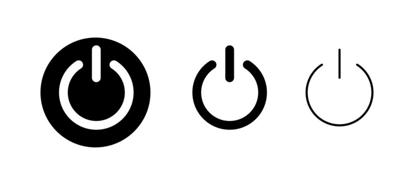 Power Icons Set. Power Switch Sign And Symbol. Electric Power