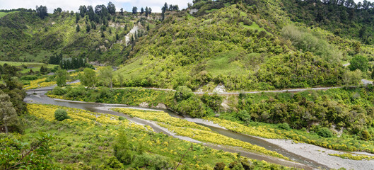 Manuwautu Scenic Route through the Oroua River gorge in New Zealand