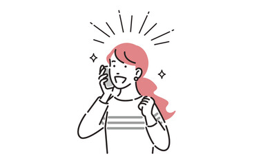 通話しながら喜ぶ女性