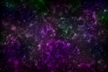 Abstract imaginative dark purple,green artificial stellar lighting image based on galaxies and nebula and other astronomy photography.