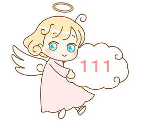 天使とエンジェルナンバー　111　左向き　ピンク