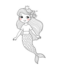 Cute cartoon mermaids. Siren. Sea theme. vector illustration. Beautiful cartoon girl with a fish tail - 469021092