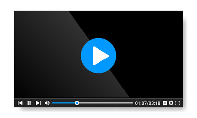Vector illustration of web video player window. Suitable for design element of video player software user interface, viral video channel, and promotional multimedia visual advertising.