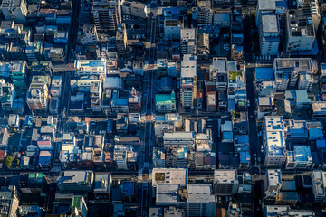 東京墨田区の下町の空撮